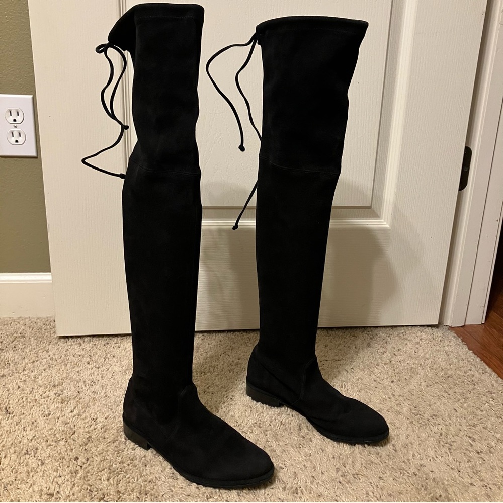 STUART WEITZMAN Boots LOWLAND OTK Black SUEDE - Sz 5 M Made in SPAIN Nice!